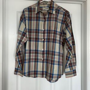Diane Von Furstenberg Plaid button down top size 12